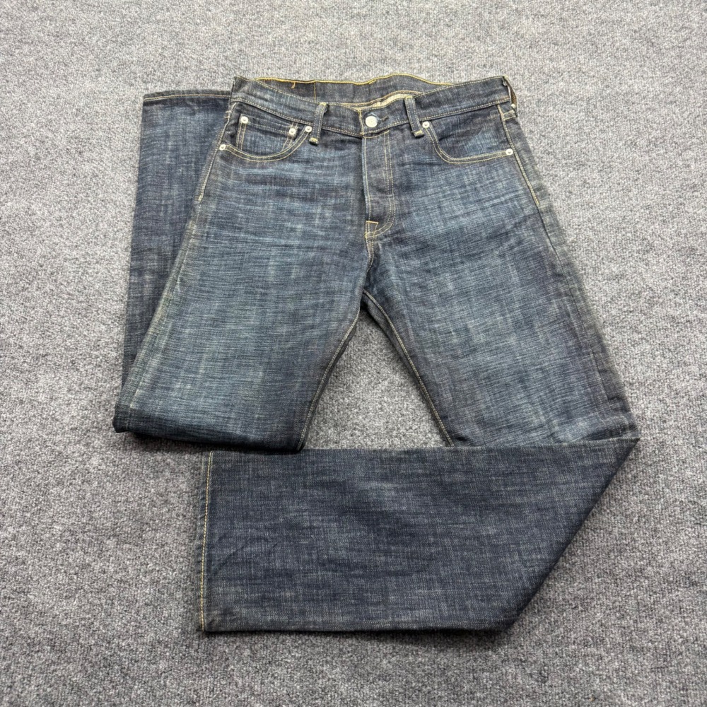 Levis 501 Original Fit Jeans Dark Wash Indigo Straight Leg Denim W30 L32 Mens